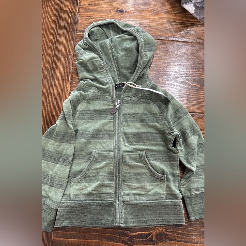 Cozy Green Striped Kids Hoodie